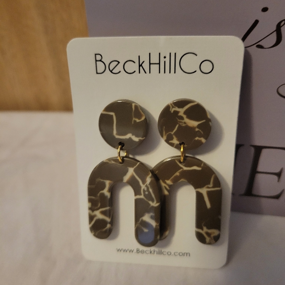 BeckHillCo Brown and Cream Earrings